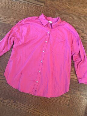 J. Jill Boyfriend Button Front Curved Shirttail Hem Lightweight Shirt size XL